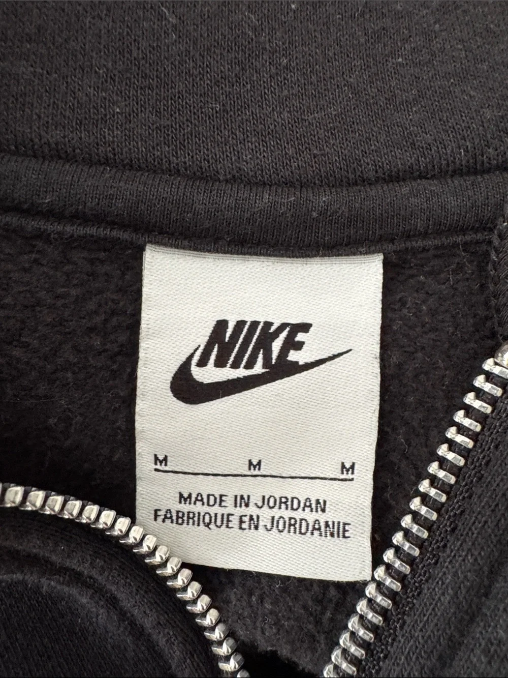 Nike Black Full-Zip Hooded Sweatshirt with White Logo